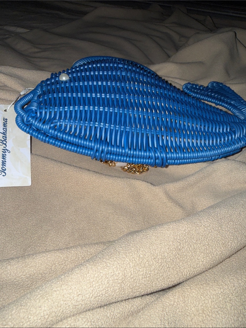 NWT Tommy Bahama Whale Wicker Crossbody Bag Navy - Picture 8 of 9